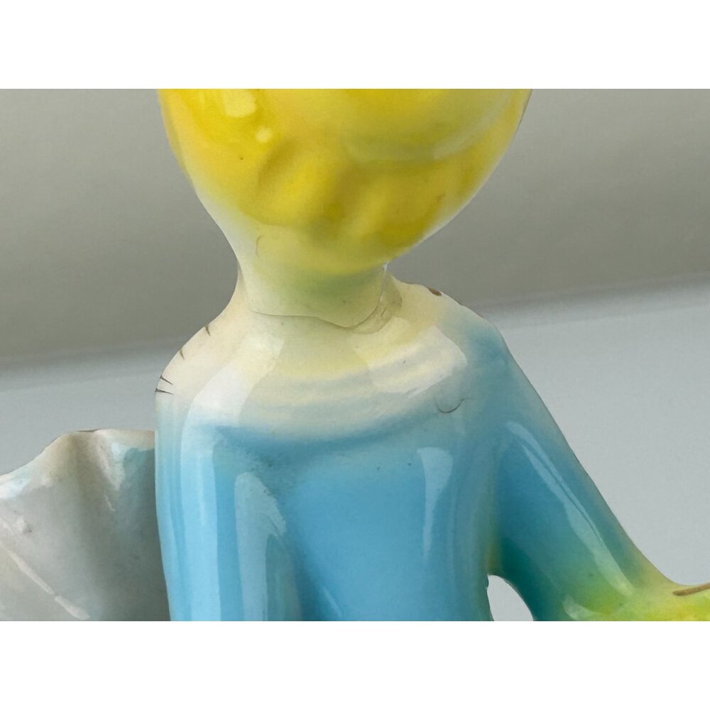 Victoria Ceramics Blue Dress Lady Figure w/ Fan Spaghetti Ceramic REPAIRED READ - Picture 13 of 16